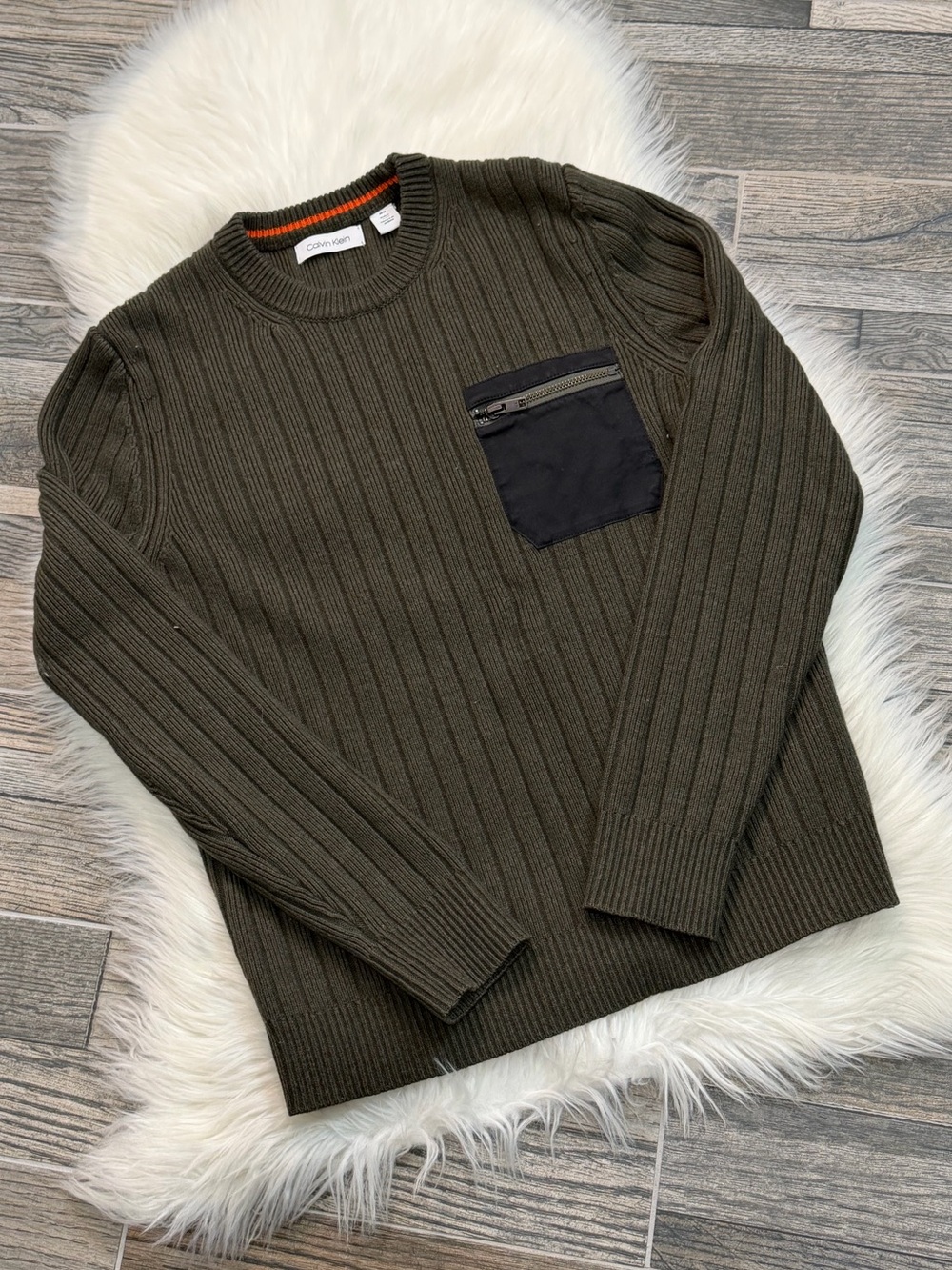 Calvin Klein Men’s Green Knit Crewneck Sweater Size Medium